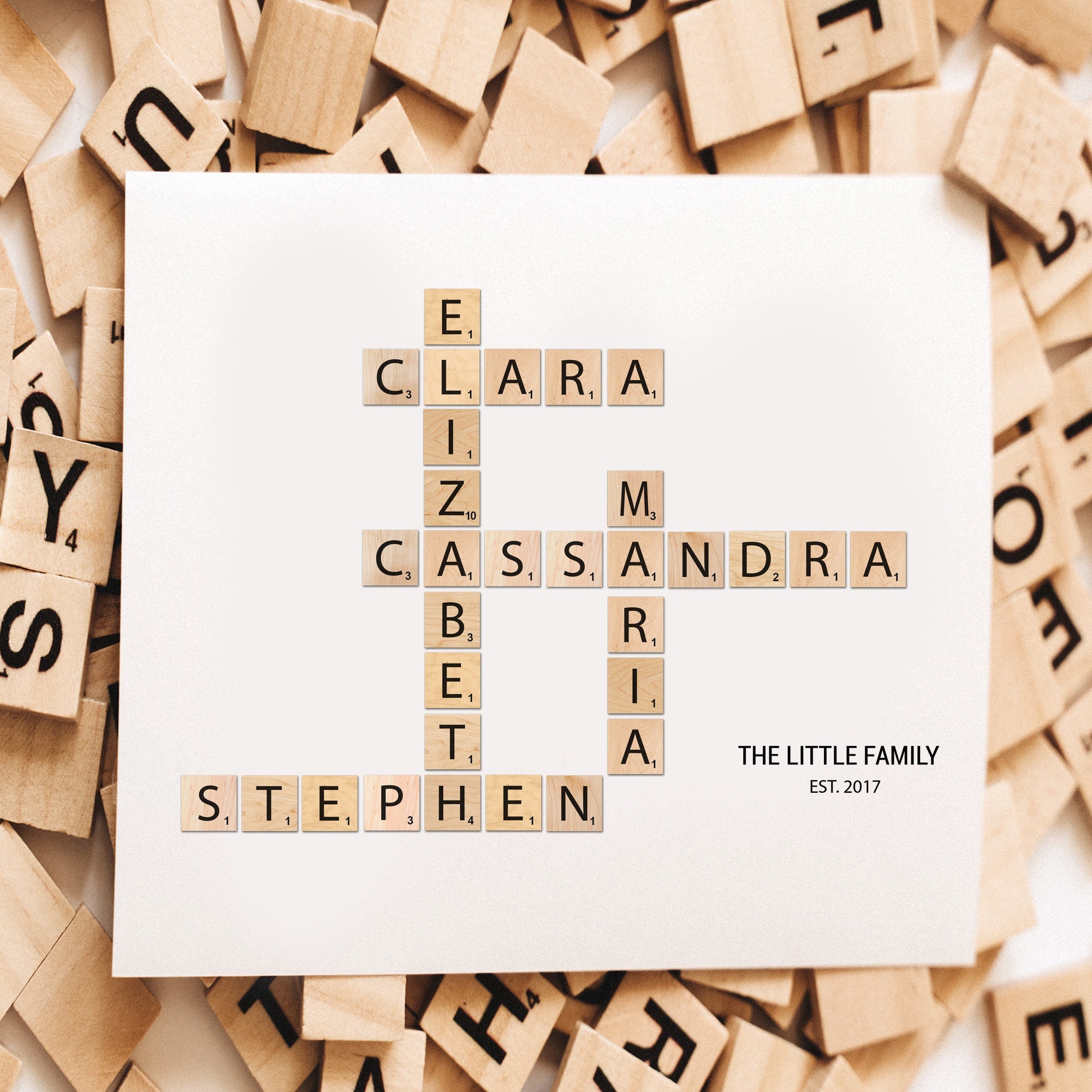 Personalized Scrabble Print Custom Letter Tile Family Names Art