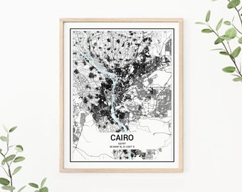 Cairo Egypt City Map Print Poster Personalized Printable Map Gift Ideas Digital Set of Any Custom Locations Minimalist