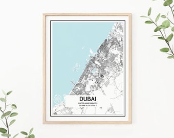 Dubai United Arab Emirates City Map Print Poster UAE Personalized Printable Map Gift Ideas Digital Set of Any Custom Locations Minimalist