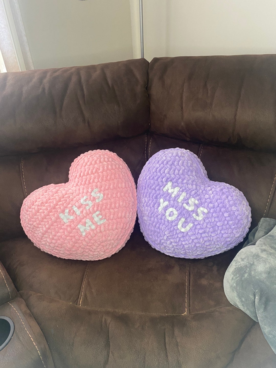Crochet Candy Heart Pillow Etsy