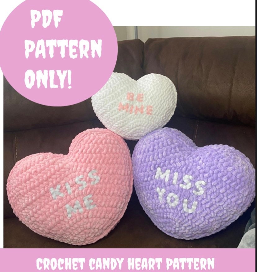 40 Heart Pillow Crochet Patterns for Cozy Home Decor and Handmade Gifts 20 Crochet Candy Heart Pillow