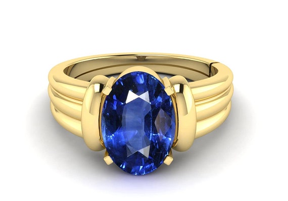 Natural Certified Blue Sapphire Neelam Panchdhatu Copper Rashi Ratan 4.00 11.00 Ct. Astrological Purpose Ring For Unisex Rashi Ratan Ring