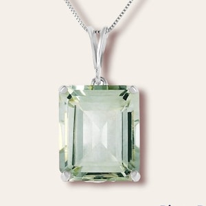 Natural Green Amethyst Pendant,925 Sterling Silver Emerald Cut Pendant ,Unique Green Pendant, anniversary Gift For Her, Gift For Love