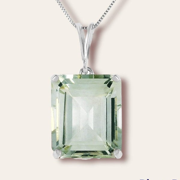 14K Yellow Gold Green Amethyst And White Topaz Pendant