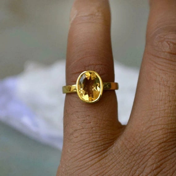 Buy CEYLONMINE Natural Pukhraj Stone Sapphire Ring Stone Sapphire Gold  Plated Ring Online at Best Prices in India - JioMart.