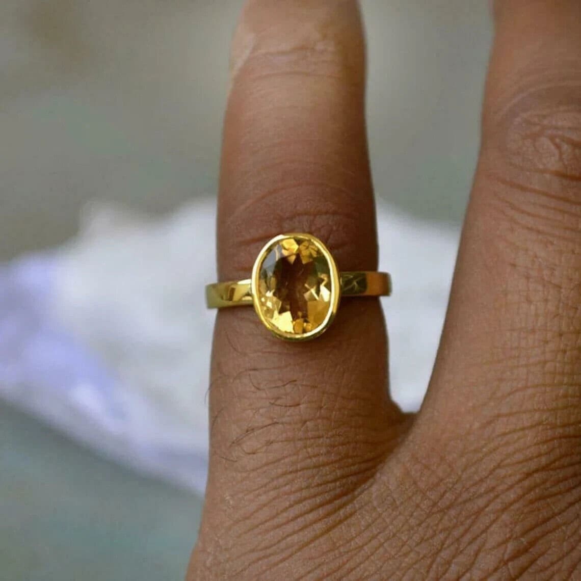 Men's Yellow Sapphire Ring, Pukhraj Ring, Sapphire Gemstone Ring, Gift Ring  | eBay