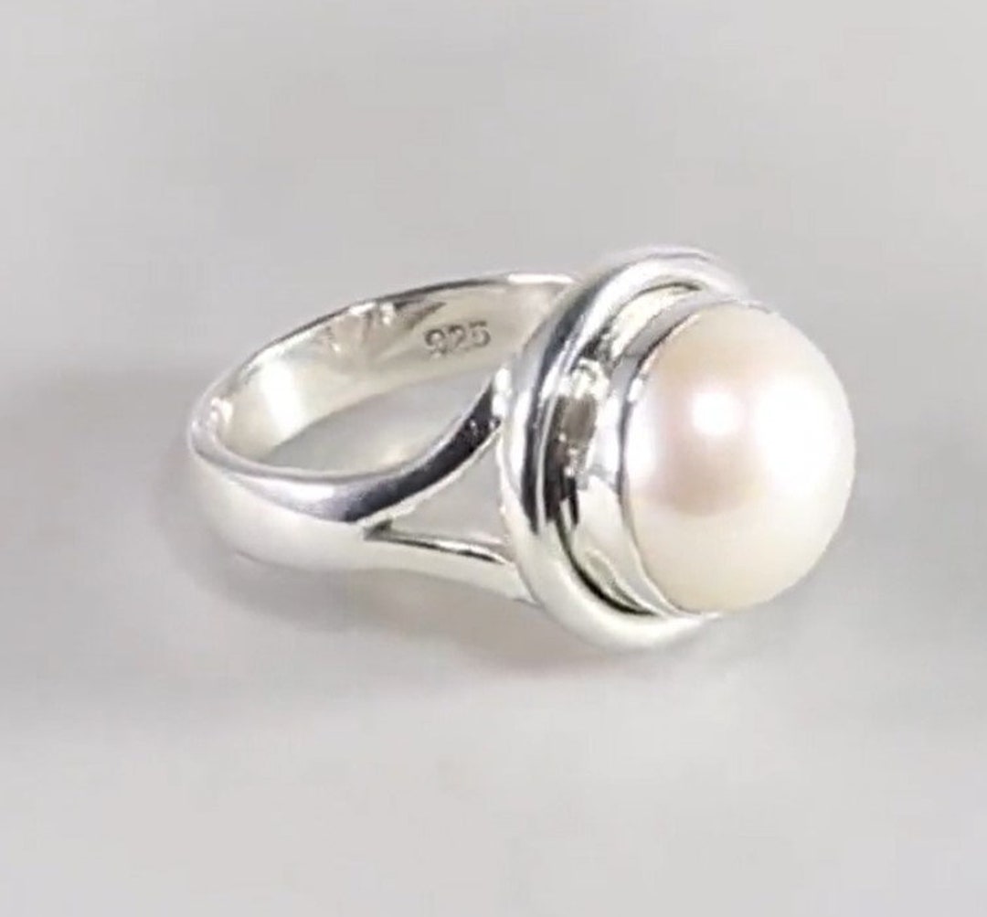 Pearl 6 ct Freshwater Pearl Sterling Silver Ring, Size 10.5 - Northern  Lights Vedic