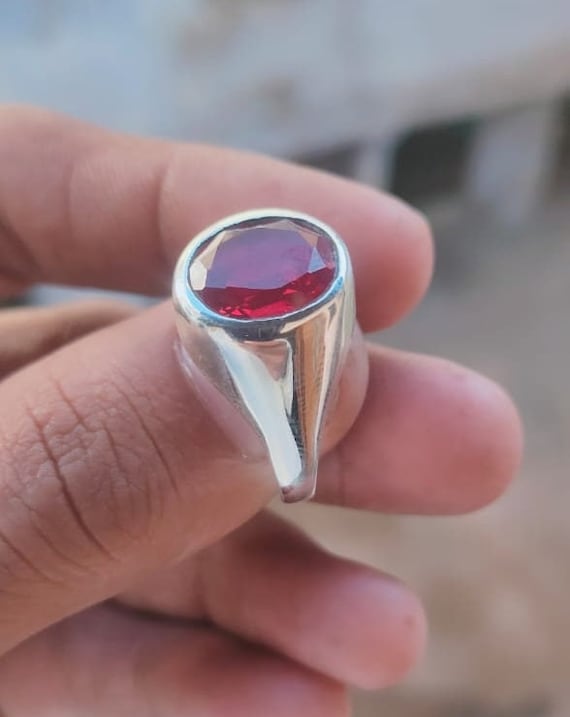 Natural Ruby Ring 925 Solid Sterling Silver Ring Red Ruby