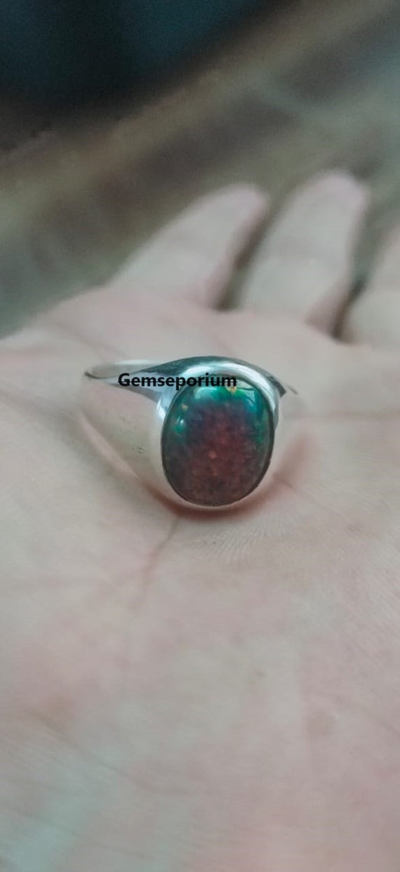 Men's Gold Band with Opal Inlay