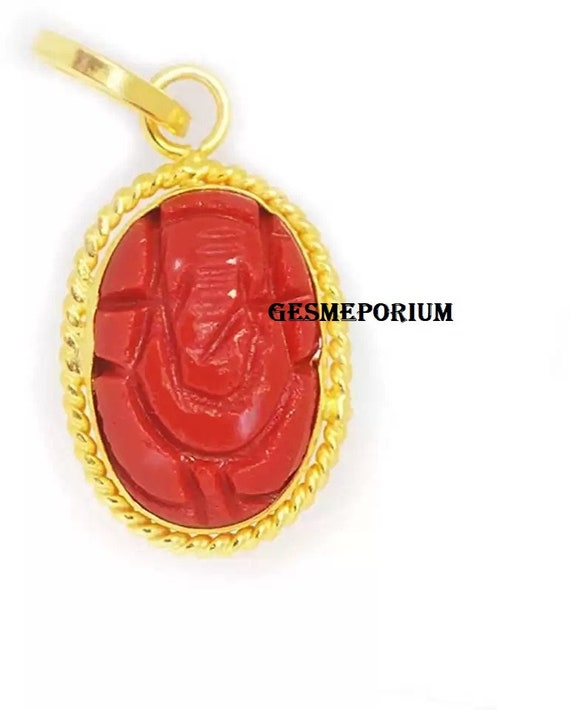 Red coral ganesha pendant deals
