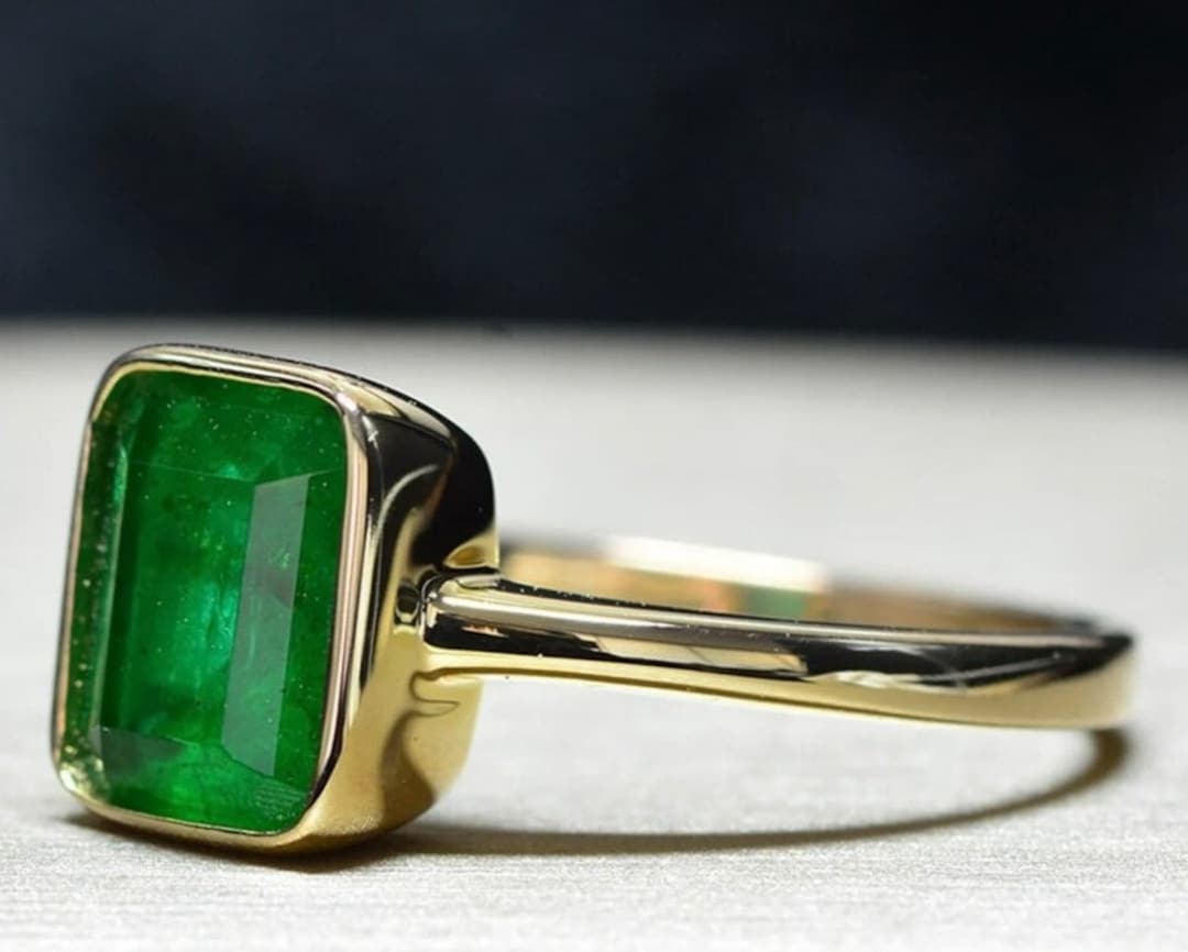 Certified Emerald/Panna Ring Christmas Gift 925 Sterling Silver Yellow Gold  Ring | eBay