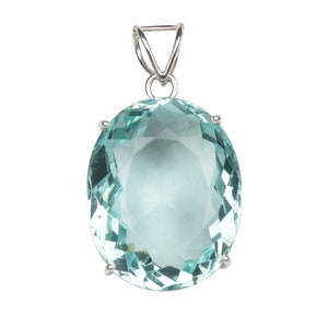 10.00 Carat Large Blue Aquamarine Loose Gemstone Pendant 925 Sterling Silver Oval Cut Pendant Valentine's Day Gift Mother's Day Gift