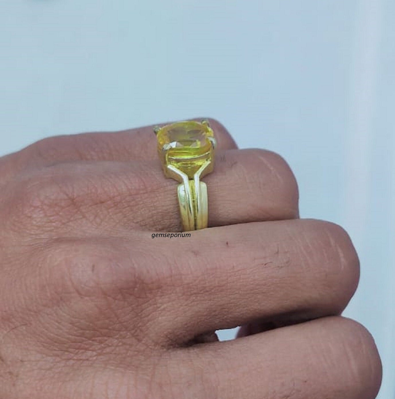 Diana Yellow sapphire (Pukhraj) gold ring – Kundaligems.com