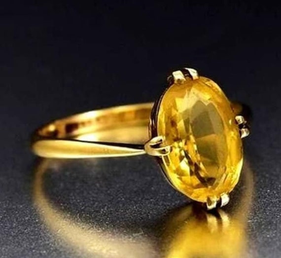 Amazon.com: Natural Yellow Sapphire Pukhraj Gemstone 8.55 Carat 22k Gold  Plated birthstone Ring rectangle shape/stone ring/promise ring/gift ring  for Men Or Women's