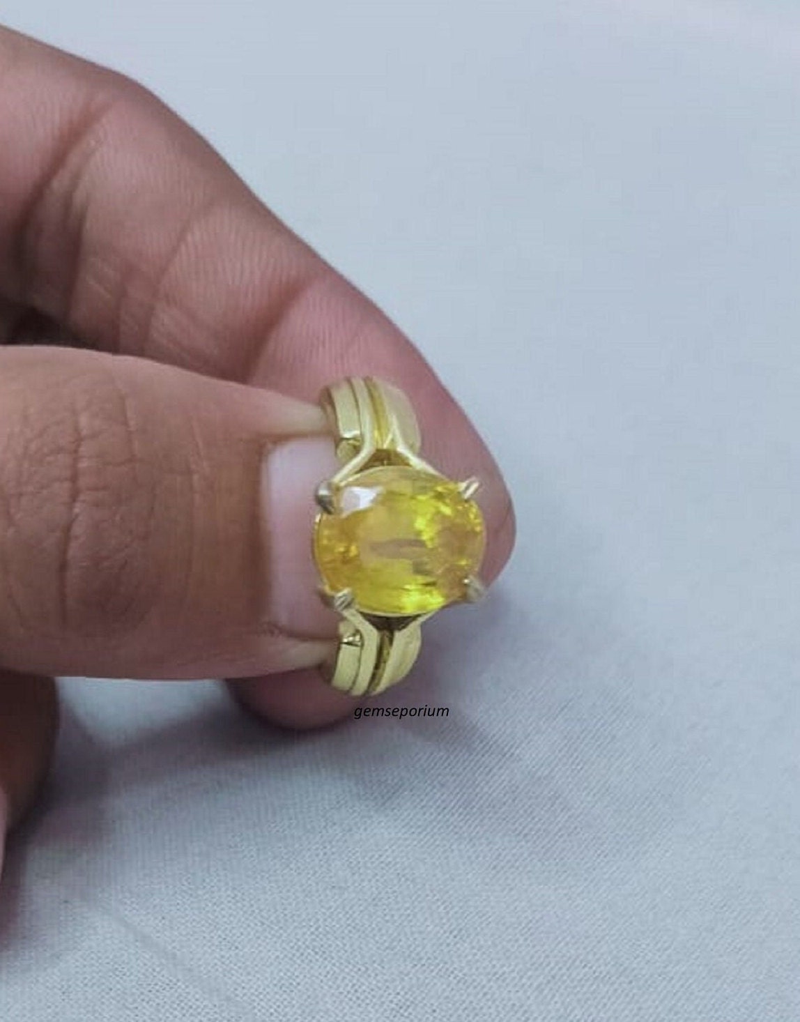 Anuj Sales 9.50 Carat A+ Quality Yellow Sapphire Pukhraj Gemstone Ring for  Women's and Men's : Amazon.in: Fashion