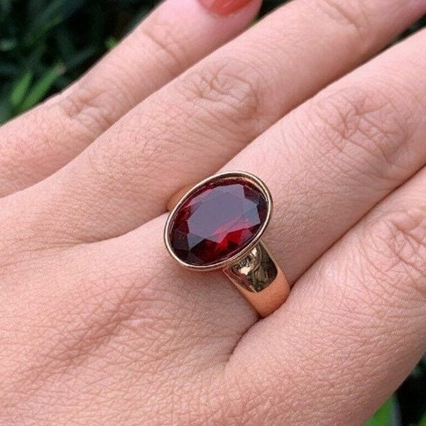 Natural Oval Ruby/ maanik/ Burma Ring, 14K Solid Yellow Gold Filed Ring Ruby Engagement Ring July Birthstone Gift Ring Anniversary Ring
