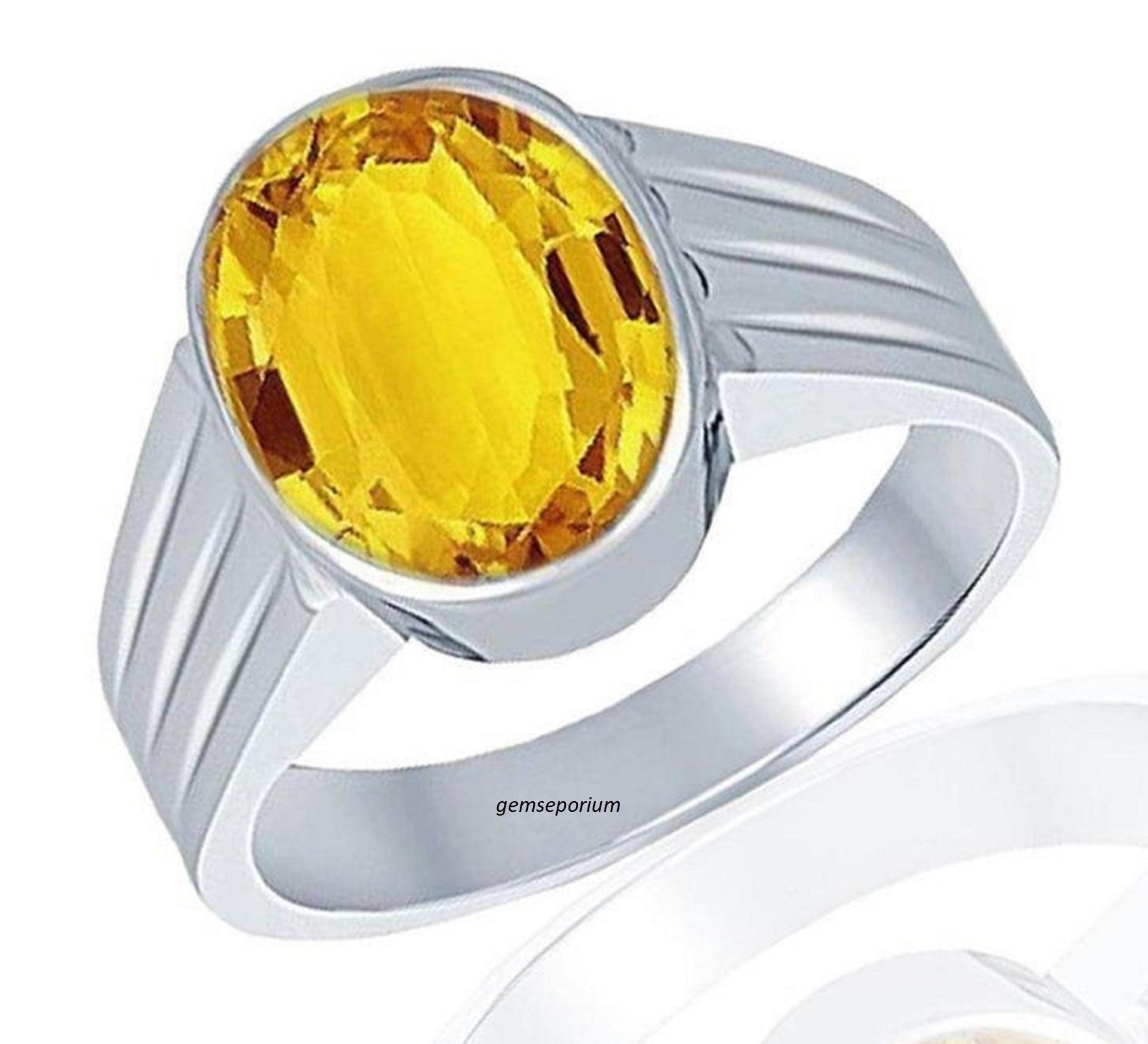 Buy 5 Ct Yellow Sapphire Pukhraj Silver Ring for Men and Women Great Luster  Lemon Color Buttery Yellow Special Discount Online in India - Etsy