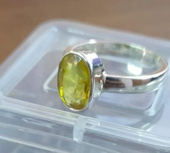 YELLOW SAPPHIRE RING 9.25 Ratti 8.00 CARAT Natural Yellow Sapphire Stone  RING Pukhraj RING Oval Shape Adjustable GOLD Ring For Girl And Women