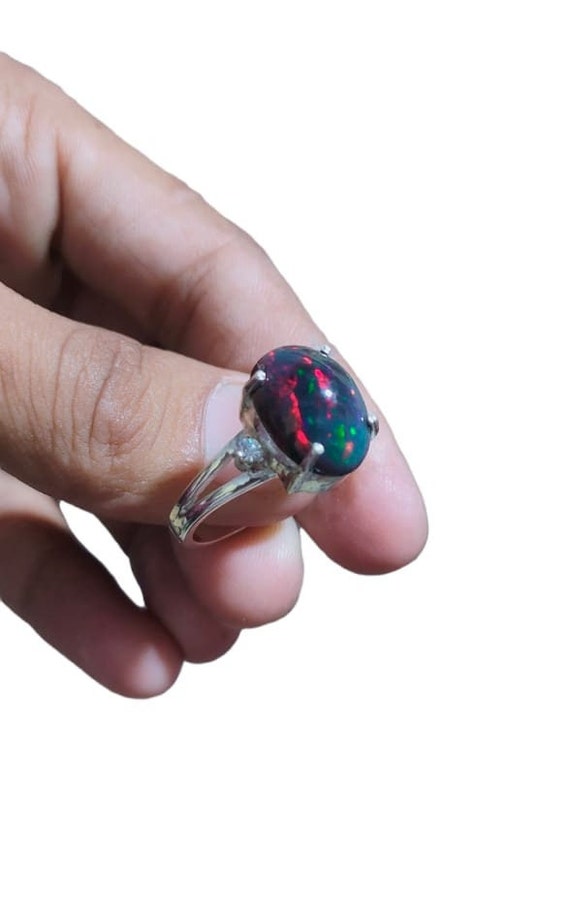 Natural Certified Black Opal Ring Black Fire Opal Opal Ring - Etsy