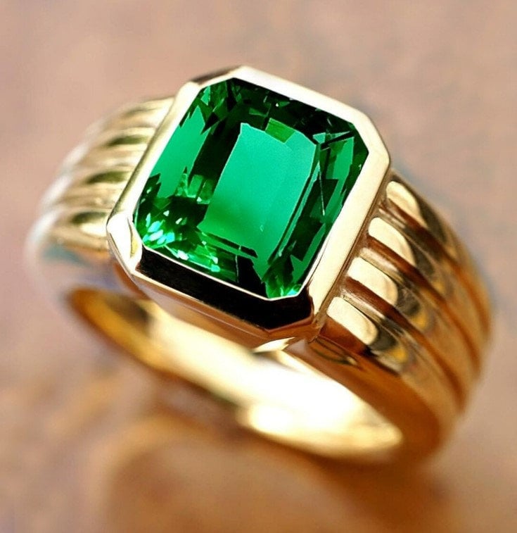 Verde Scuro Malachite Gold Ring - Queen Glow Jewelry
