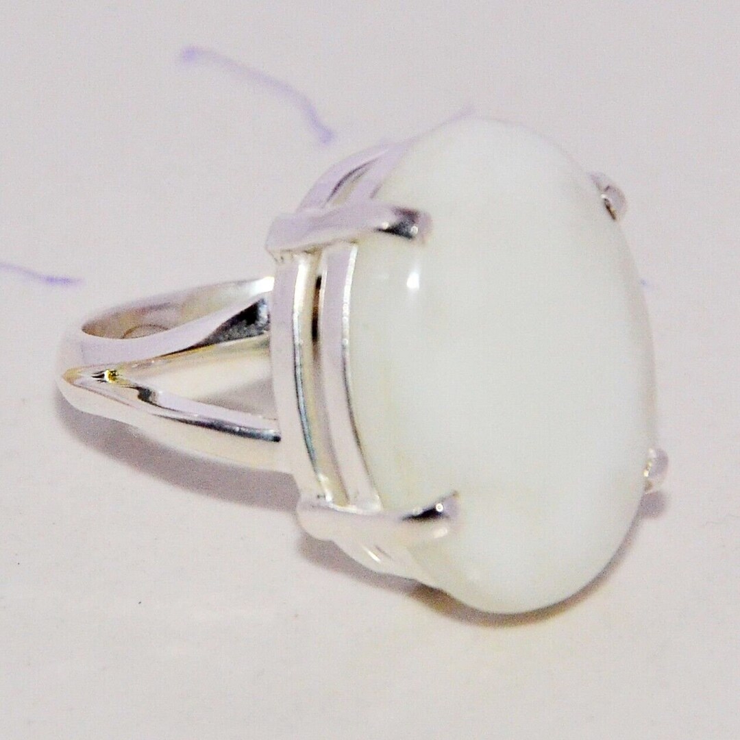 Natural White Coral Stone Ring Original White Coral Ring Real Gemstone