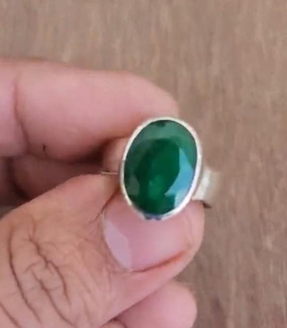 Emerald Ring, Sterling Silver Edwardian Jewelry #D70 – Silver Embrace