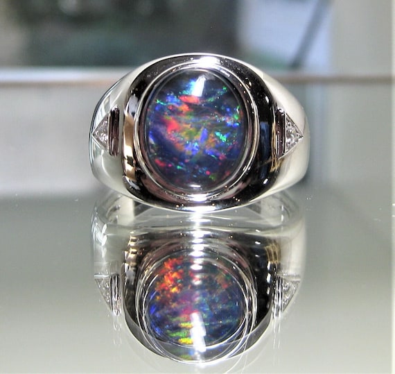 Natural Opal Statement Ring Opal Statement Ring Black Fire Opal