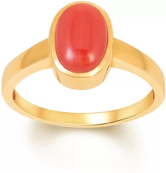 Buy Coral 8.25 Ratti Stone Gold Plated Adjustable Munga Ring By CEYLONMINE  Online - Get 70% Off