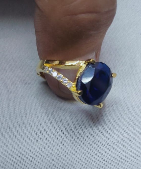 Earth Mined AAA Quality Natural Blue Sapphire Neelam 14K Yellow Gold Filed  Gemstone Ring for Women's and Men'schristmas Jewellery - Etsy