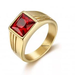 Natural Garnet Rings for Men January Birthstone Wedding Gift For Him Promise Ring Men Ring Men's Engagement Gift Ring Gift For Him