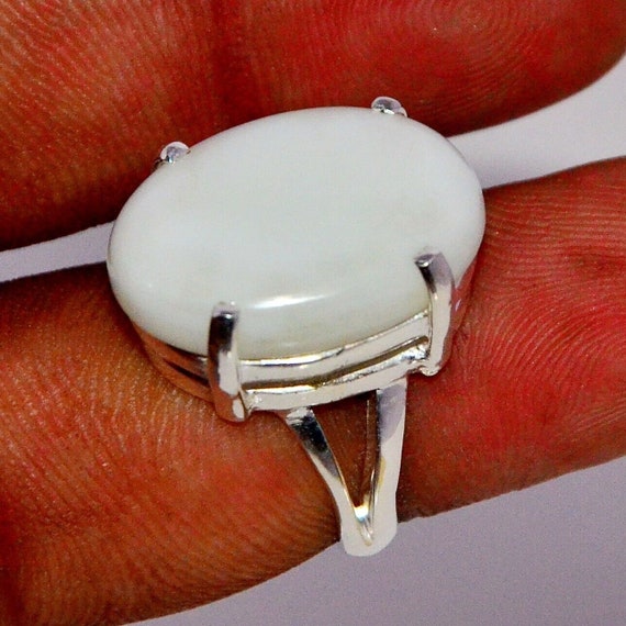 Natural White Coral Stone Ring Original White Coral Ring Real