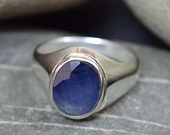 Mens Sapphire Ring Natural Sapphire Ring For Men 5ct Sapphire Ring For Men Sapphire Silver Ring Blue Sapphire Mens Ring Gift For Him