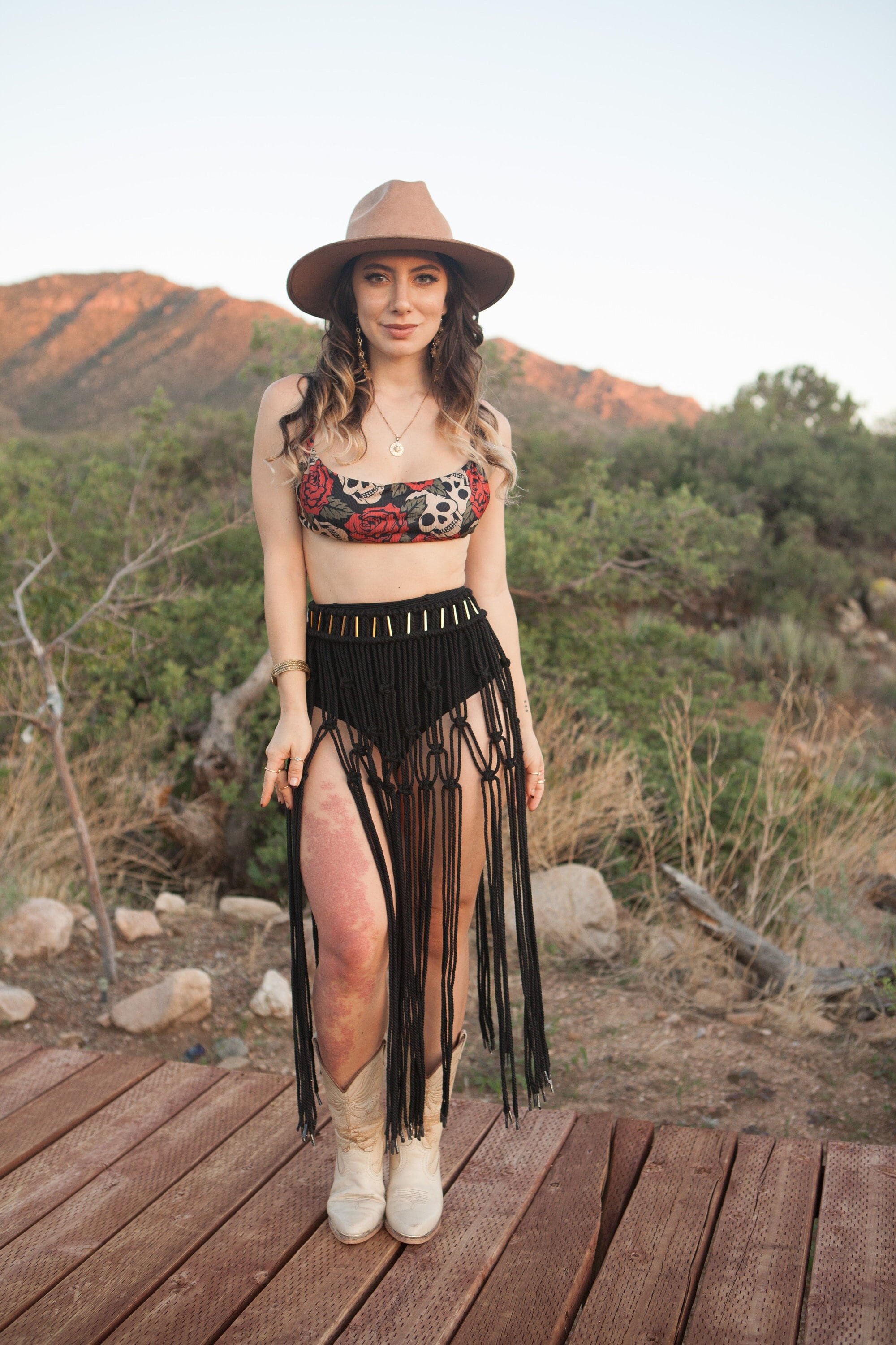 2625 Women\'s Western Waist Cord Bohemian Braided Fringe Macrame Braided Fringe Beaded Boho Waist Belt Beige Brown Thin Dress  main image 2