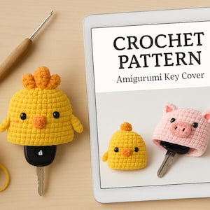Schema per portachiavi all'uncinetto / Portachiavi a forma di animale in PDF / Grazioso portachiavi per auto / Amigurumi in formato digitale da scaricare / Idea regalo fai da te per principianti [E-PDF]