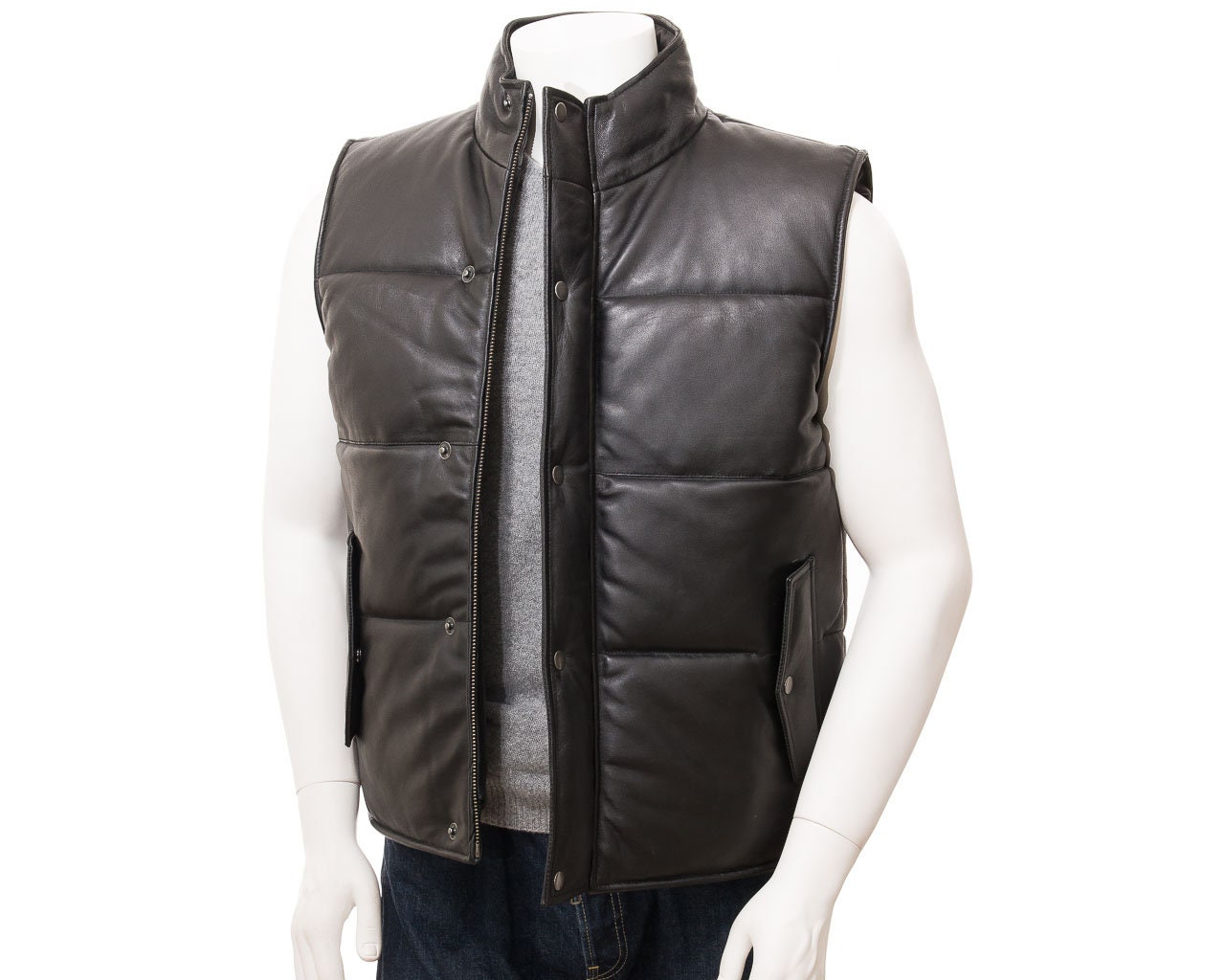 Leather Puffer Vest - Etsy