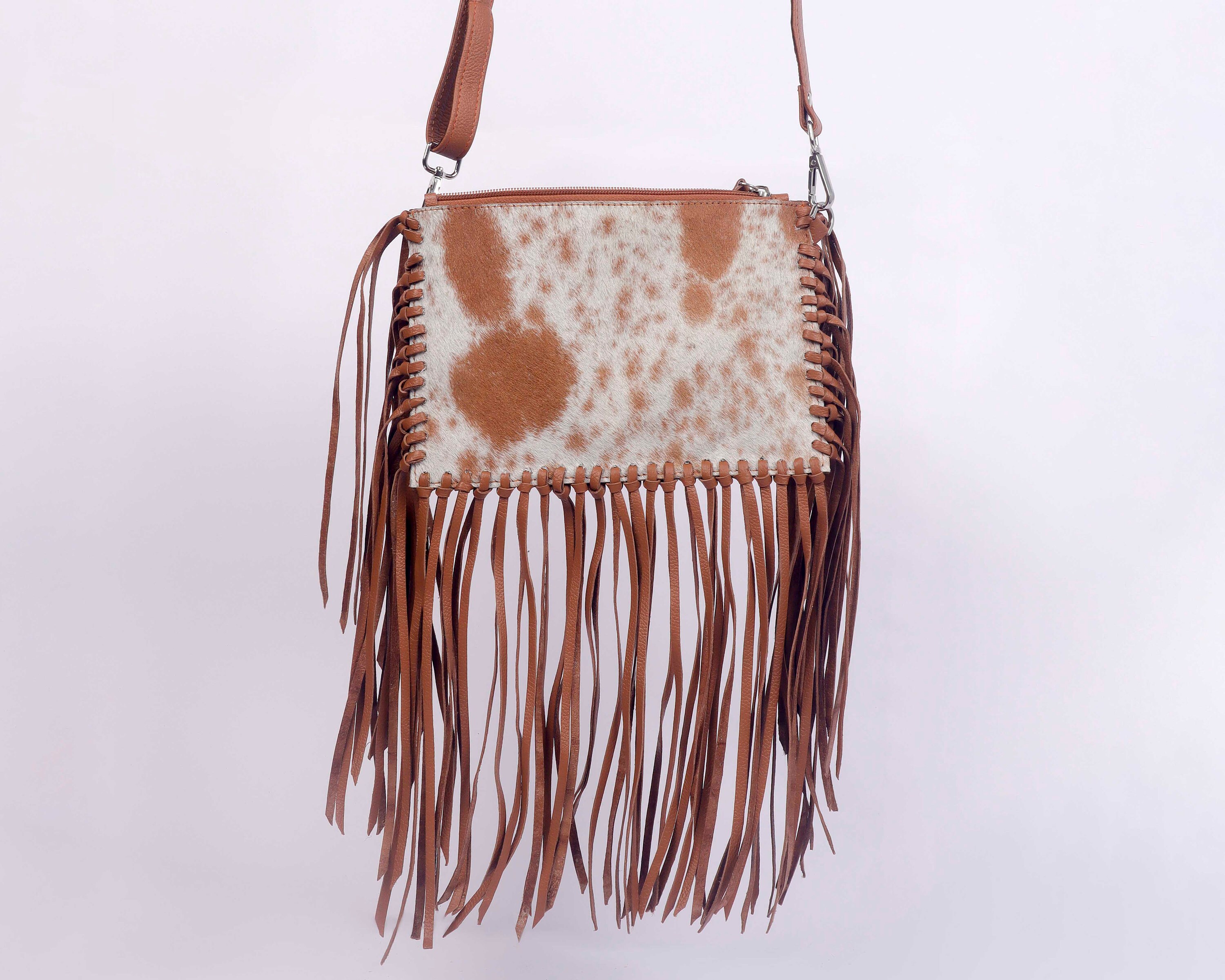 Western Cowhide Crossbody With Fringe 