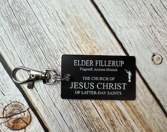 Personalized LDS Missionary Keychain - Custom Name Tag Style