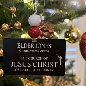 Personalized LDS Missionary Name Tag Ornament – Custom Mission Keepsake