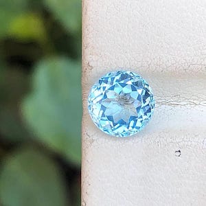 Natural Aquamarine Round Faceted Loose Gemstone, Sky Blue Color, 7MM Round, Loupe Clean, Affordable Price