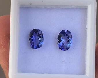 Natural Tanzanite Oval Pair: 1.55 CT Blue-Violet Gemstones