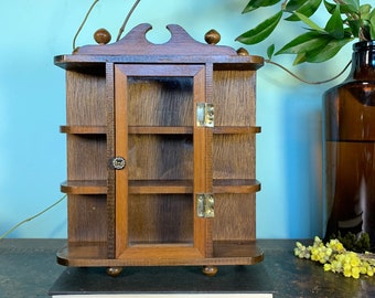 Miniature Display Cabinet Wooden Hanging Vintage