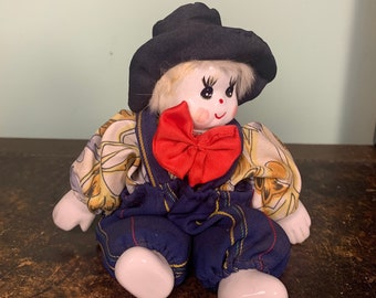Vintage Handmade Porcelain Clown- Heavy Clown Doll Collectables-Porcelen-Textiles -Sand