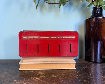 Vintage Red Thrift Box Lockable Tin For Rent Coal Gas Electricity Savings