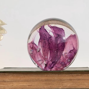Hand Blown Glass Purple Paperweight | Collectible Glass Art