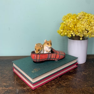 Vintage Ornament Hamsters In Tartan Slippers by The House Of Valentina-By Elgate Products Limited E-59