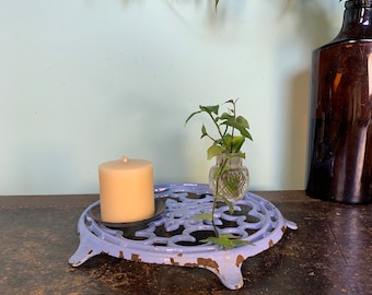 Vintage Blue Cast Iron Trivet  France