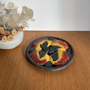 Vintage French Cast Iron Round Trivet | Pot Stand |Yellow Pears