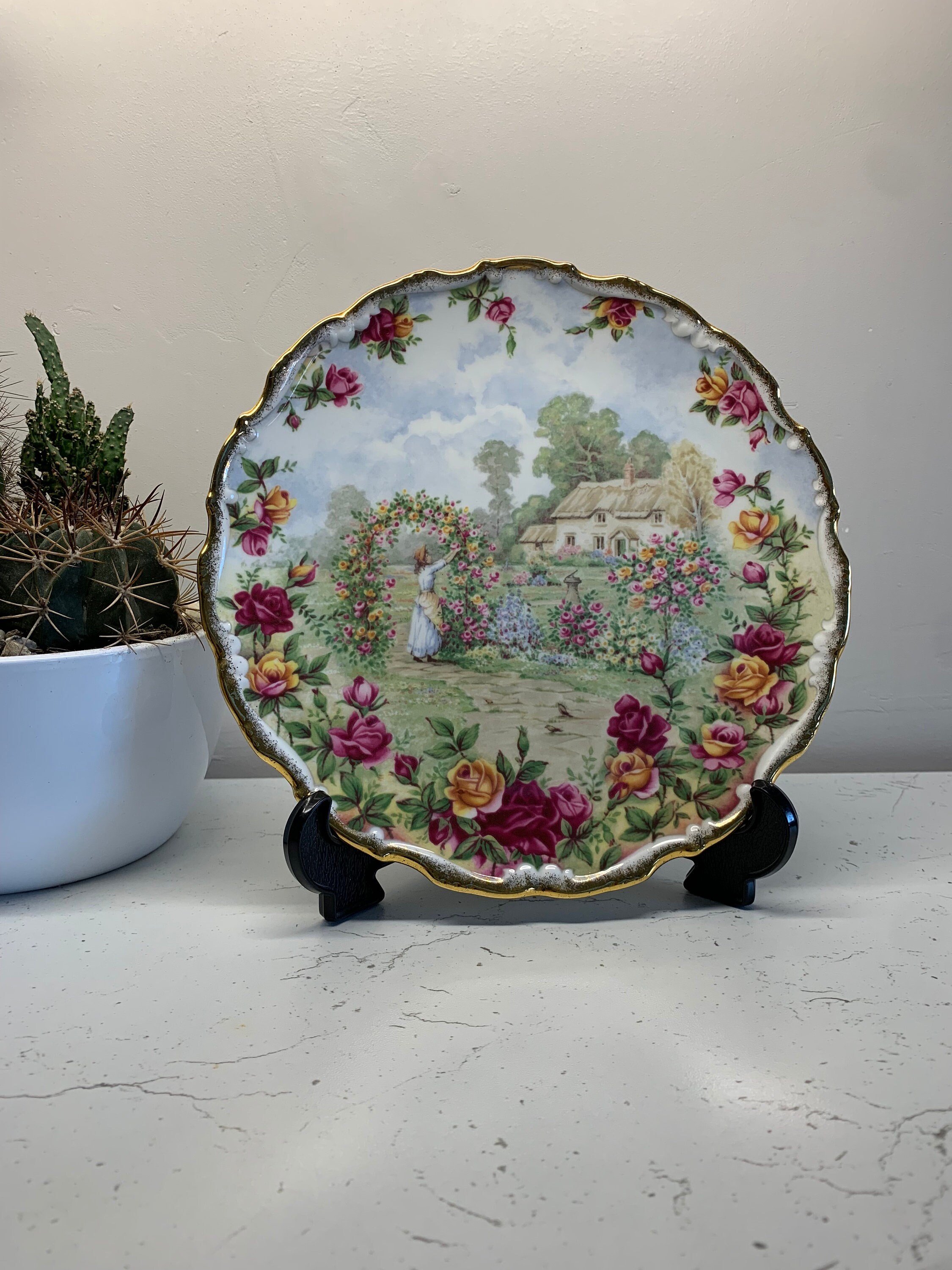 Vintage Royal Albert Display Plate Old Country Roses Garden - Etsy