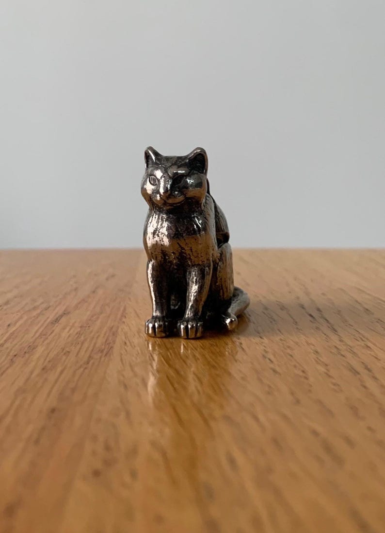 Vintage Alpaca Cat Pill Box image 1