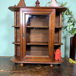 Vintage Wood Wall Display Cabinet
